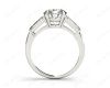 Round Cut Classic Three Stones Ring with Tapered Baguettes Diamond in Platinum
