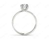 Round Cut Cross Over ring claw set diamond with pave set side stone in 18K White