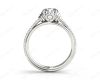 Round Cut Four Claw Set Diamond Ring with Pave Set Diamonds on the Band in 18K White