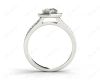 Pear Shape Halo Diamond ring with claw set centre stone in Platinum