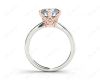 Round Cut Six Claw Set Diamond Ring with Pave Set Side Stones in Platinum