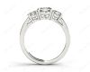 Cushion Cut Trilogy Ring with Channel Set Shoulder Diamonds in Platinum