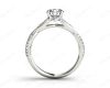 Twist Band Round Cut Four Claw Set Diamond Ring with Pave Set Stones Down the Shoulders In Platinum