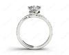 Round Cut Diamond Wedding Set Rings with Pave Setting Side Stones in Platinum