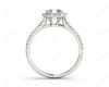 Asscher Cut Halo Diamond Engagement Ring with Claw set centre stone in 18K White