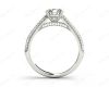 Vintage Style Round Cut Four Claw Set Diamond Ring with Micro Pave Set Stones Down the Shoulders In Platinum