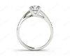 Round Cut Four Claw Set Diamond Ring with Pave Set Diamonds Down the Shoulders in Platinum