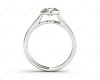 Round Cut Bezel Set Diamond Ring with Channel Set Diamonds Down the Shoulders in 18K White