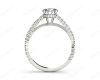 Round Cut Four Claw Set Diamond Ring with Side Halo and Round Cut Diamonds Claw Set on the Band. in 18K White