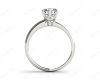 Round Cut Six Claw Set Diamond Ring With Round Cut Diamonds Pave Set on the Sides with a Plain Band in Platinum