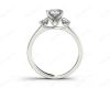 Princess Cut Trilogy Ring with Milgrain set shoulder diamond in Platinum