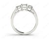 Emerald Cut Trilogy Ring with Channel Set Shoulder Diamonds in Platinum