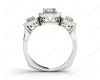 Princess Cut Trilogy Halo Diamond Engagement Ring in Platinum