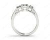 Radiant Cut four claw trilogy diamond engagement ring in Platinum