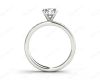 Round Cut Four Claw Set Diamond Ring with Channel Set Side Stones Down the Shoulders in 18k White Gold