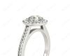 Halo Diamond Engagement Ring Round Cut with Claw Set Centre Stone Miligrain Share Prong Side Stones in 18K White Golde