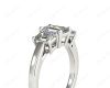 Emerald Cut Four Claw Trilogy Diamond Engagement Ring in Platinum