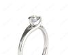 Round Cut Three Claws Diamond Ring with Pave Set Side Stones in 18K White