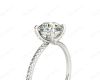 Round Cut Cross Over ring claw set diamond with pave set side stone in 18K White