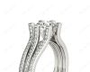 Round Cut Six Claws Diamond Signature Ring with Channel set  Down in the Shoulders in Platinum