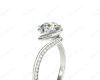 Round Cut Twist band claw set diamond with grain set side stone in 18K White