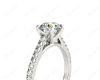 Round Cut Four Claws Diamond Ring with Pave Set Side Stones in Platinum