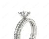 Princess cut diamond wedding set rings with four claws setting Pave Setting Side Stones in Platinum