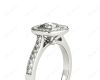 Cushion Cut Halo Ring with Bezel set centre stone with Side Stones in Platinum