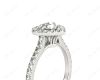 Heart Shape Cut Halo Diamond Engagement Ring with Claw set centre stone and Pave Side Stones in 18K White