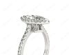 Marquise Cut Halo Diamond Engagement Ring with Claw Set Centre Stone with Pavé Set Side Stones in 18K White