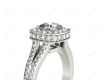 Cushion Cut Halo Ring with Milgrain claw set centre stone in Platinum