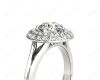 Round Cut Double Halo Plain Band Diamond Engagement ring with claw set centre stone in Platinum