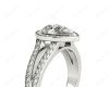 Pear Shape Halo Diamond ring with claw set centre stone in Platinum