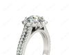 Round Cut Halo Flower Diamond Engagement Ring Split Band with Claw Set Centre Stone in 18K White