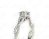 Twist Band Round Cut Four Claw Set Diamond Engagement Ring with Pave Set Stones Down the Shoulders in Platinum