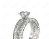 Engagement and Wedding Ring Set Round Cut Diamond Wedding Set Rings with Pave Setting Side Stones in 18K White