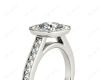 Cushion Cut Halo Diamond Ring with Milgrain Prong Set Centre Stone in 18K White