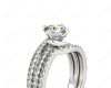 Round Cut Diamond Wedding Set Rings with Pave Setting Side Stones in Platinum