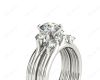 Round Cut Diamond three stones wedding set rings with claw set side stone in 18K White