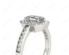 Emerald Cut Halo Diamond Engagement Ring with Claw Set Centre Stone in 18K White