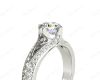 Round Cut Four Claw Set Diamond Ring with Round Cut Diamonds Down the Shoulders in Platinum