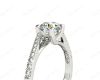 Round Cut Four Claw Set Diamond Ring with Pave Set Diamonds Down the Shoulders in Platinum