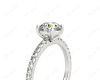 Round Cut Four Claws Diamond Ring with channel Set Side Stones in 18K White