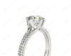 Round Cut Six Prongs Diamond Ring with Pave Set Split Band in Platinum