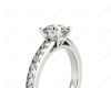 Round Cut Diamond Engagement Ring with Grain Setting Side Stones in 18K White Gold Engagement Ring 