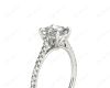 Princess Cut Four Claws Diamond Engagement Ring Pave Set Side Stones in 18K White