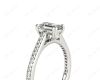 Emerald Cut Four Prongs Diamond Ring with Channel Set Side Stones in Platinum