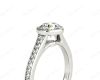 Round Cut Bezel Set Diamond Ring with Channel Set Diamonds Down the Shoulders in 18K White