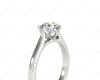 Round Cut Six Claw Set Diamond Ring with Plain Band in Platinum