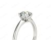 Round Cut Four Claw Set Diamond Ring With a Plain Band in 18K White